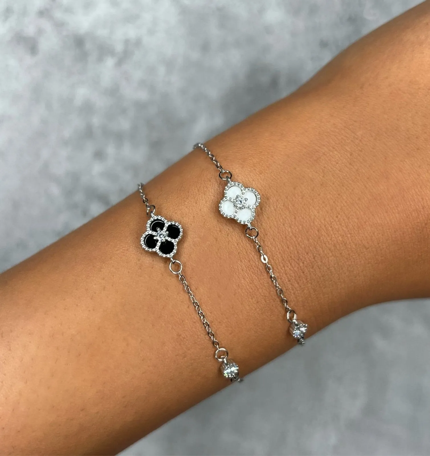 Sterling Silver Black Clover Bracelet sold by Luxe Emporium product image thumbnail 3