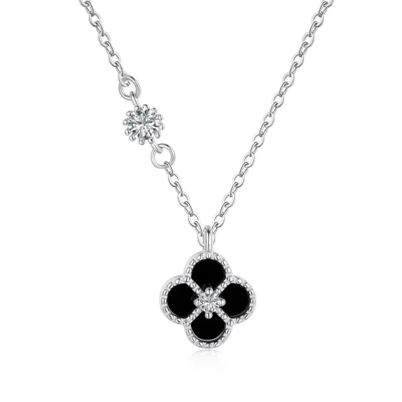 Sterling Silver Black Clover Necklace sold by Luxe Emporium