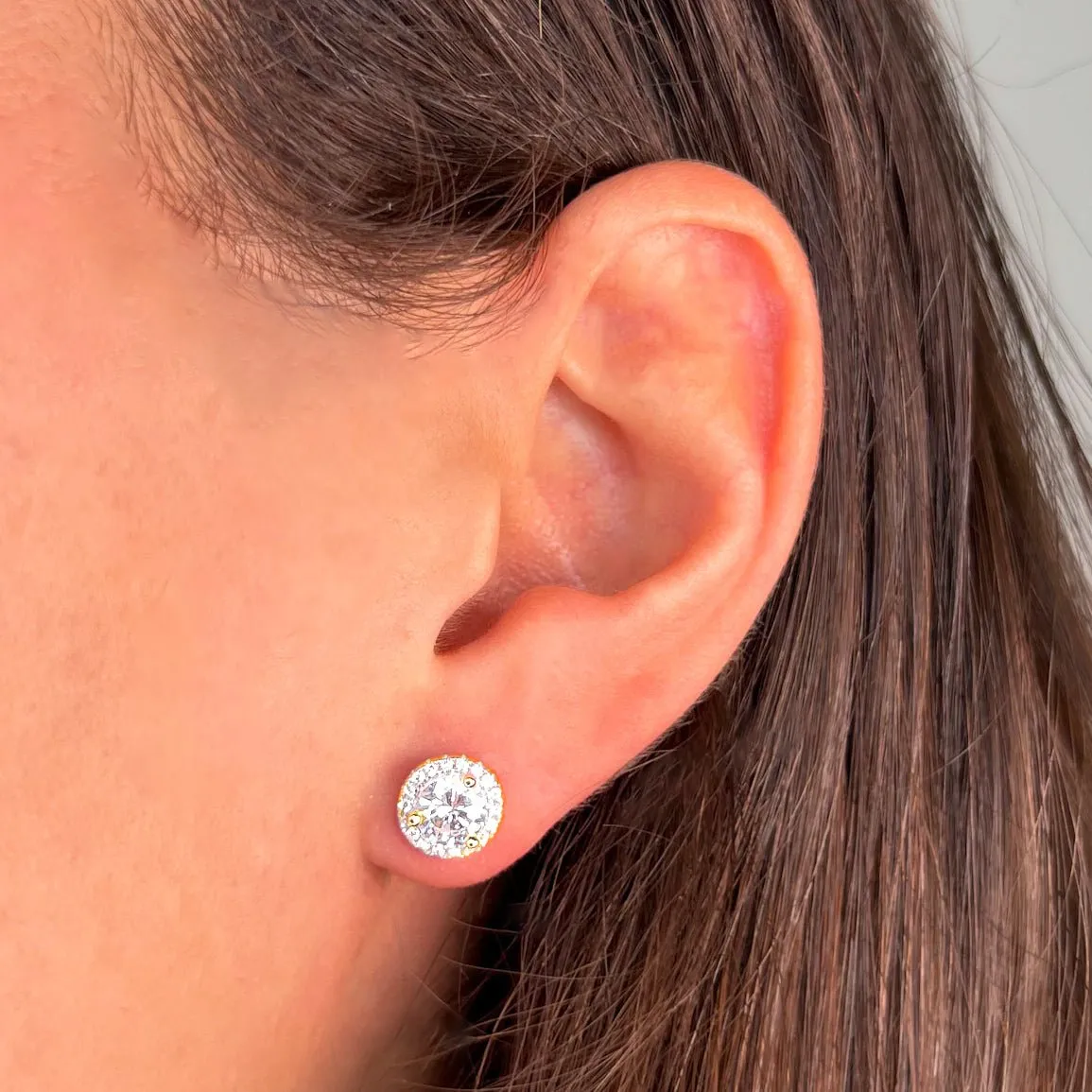 Gold Mini Halo Earrings sold by Luxe Emporium product image thumbnail 2