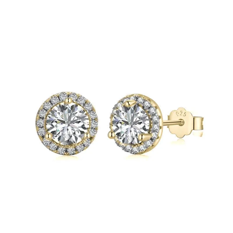 Gold Mini Halo Earrings sold by Luxe Emporium