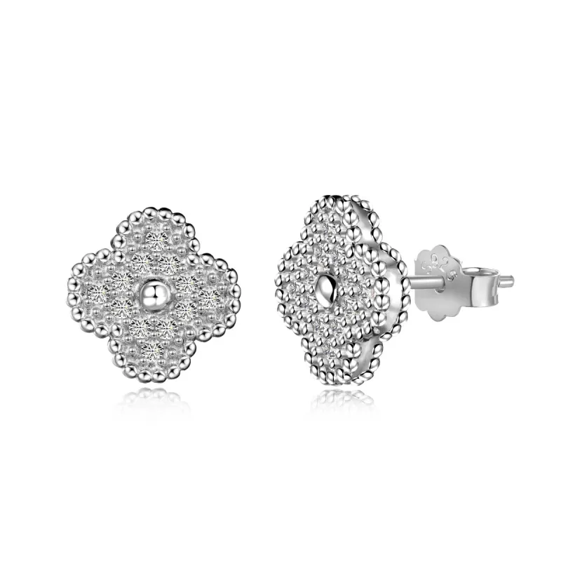 Sterling Silver Estelle Pavé Earrings sold by Luxe Emporium