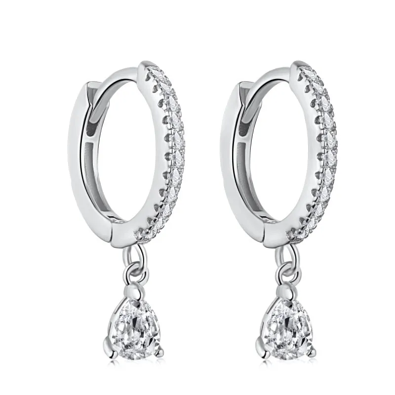 Sterling Silver Mini Huggie Pear Earrings sold by Luxe Emporium
