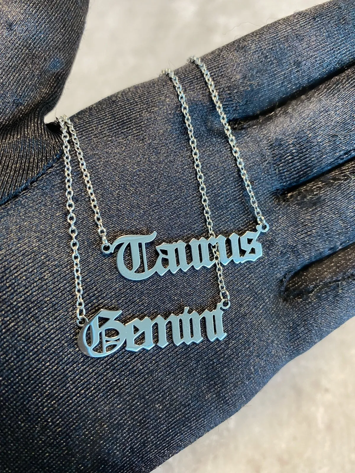 SILVER Old English Zodiac Necklace sold by Luxe Emporium product image thumbnail 2