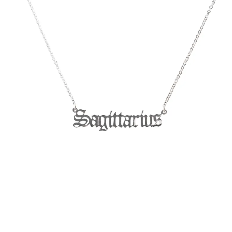 SILVER Old English Zodiac Necklace sold by Luxe Emporium