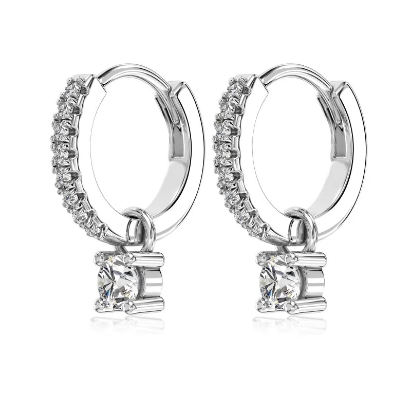 Sterling Silver Iced Huggie Hoop Earrings sold by Luxe Emporium