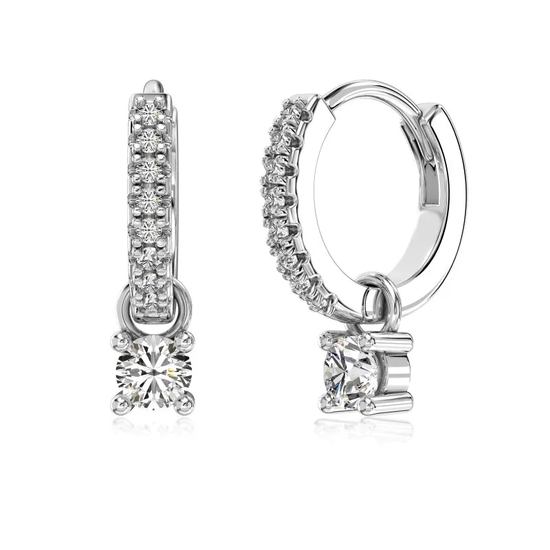 Sterling Silver Iced Huggie Hoop Earrings sold by Luxe Emporium product image thumbnail 3