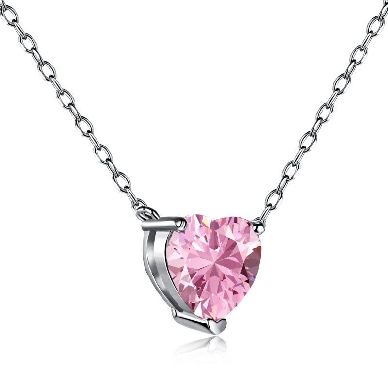 Sterling Silver Pink Heart Necklace sold by Luxe Emporium