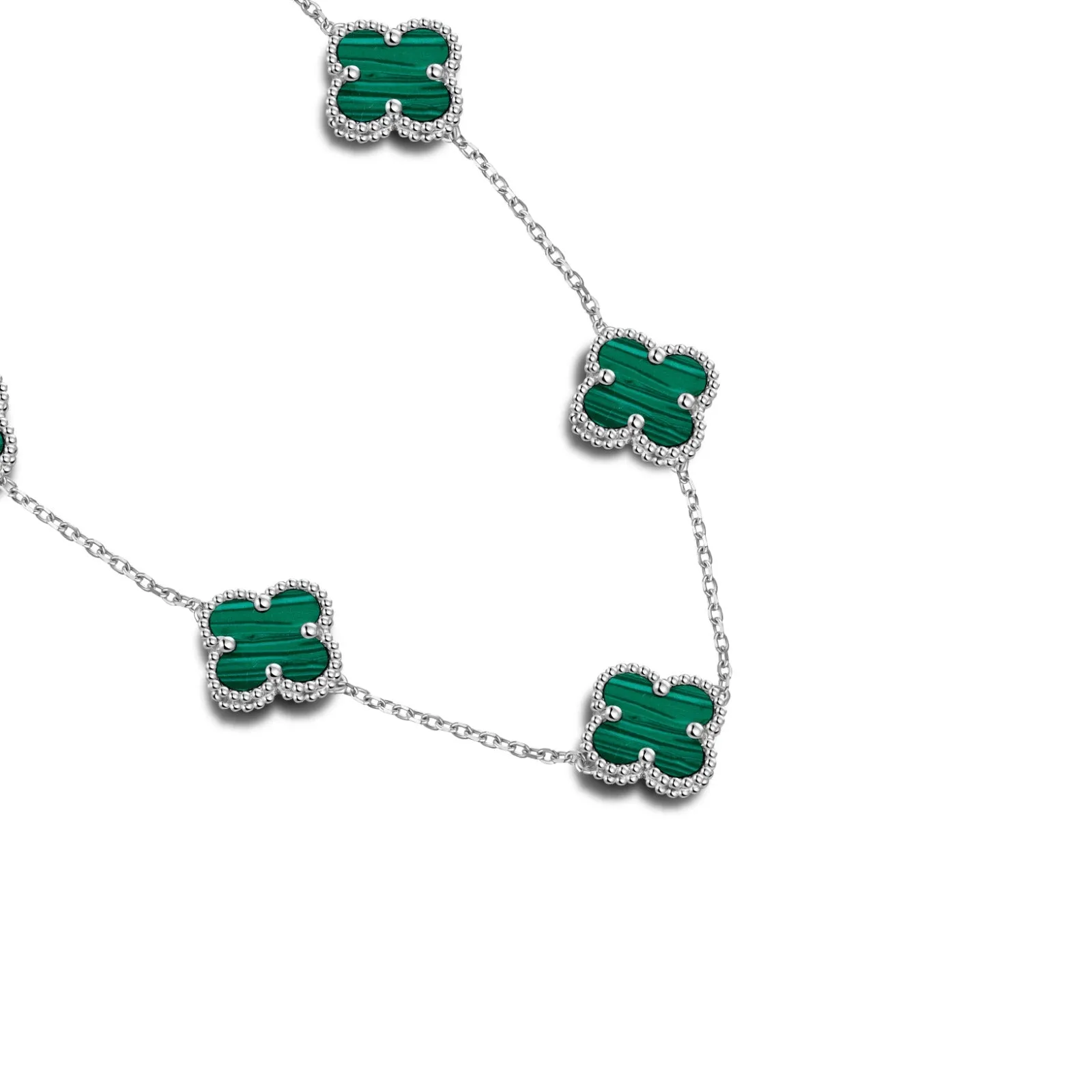 Sterling Silver Emerald Iced Clover Necklace sold by Luxe Emporium product image thumbnail 3