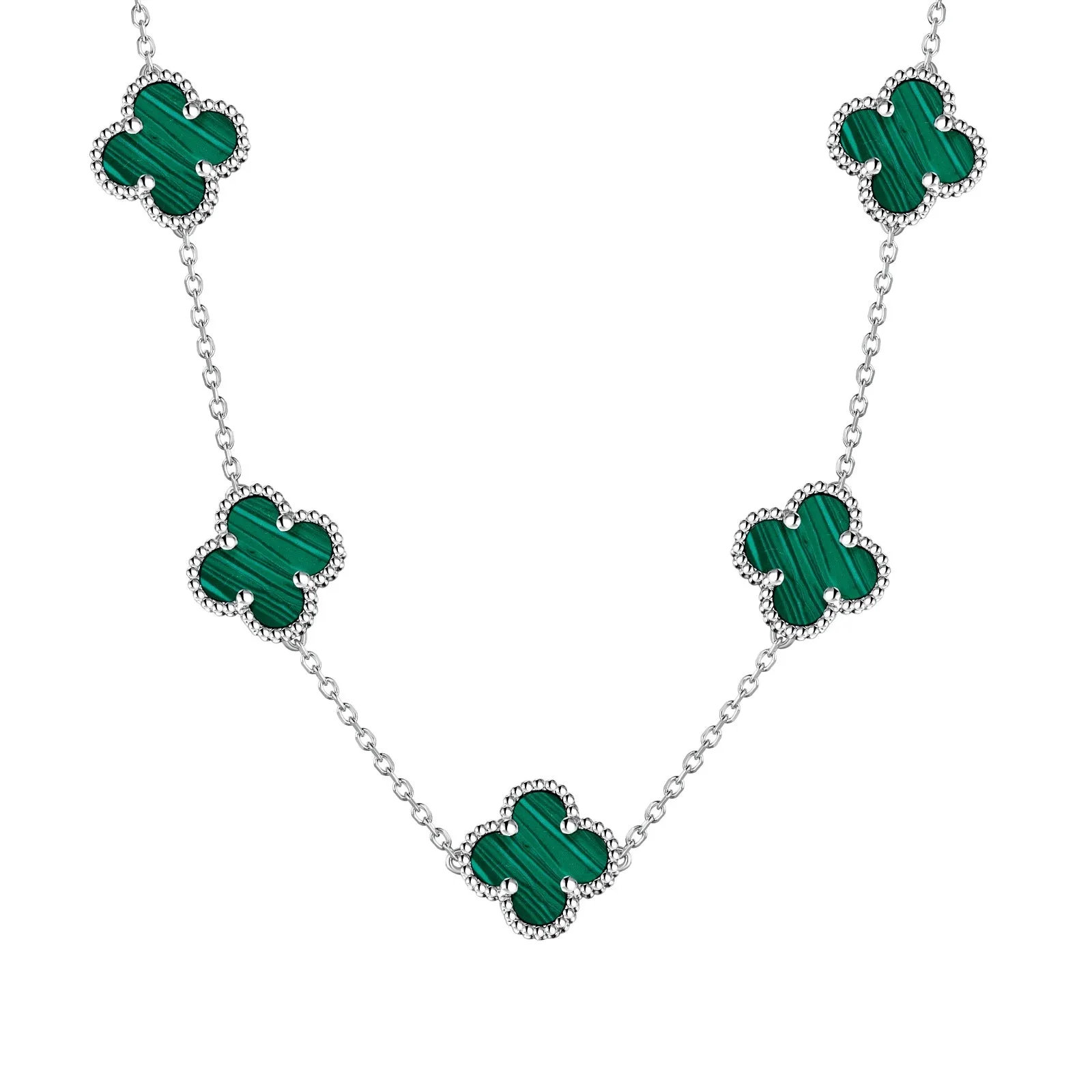 Sterling Silver Emerald Iced Clover Necklace sold by Luxe Emporium product image thumbnail 4