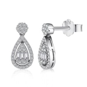 Sterling Silver Iced Pear Drop Earrings sold by Luxe Emporium