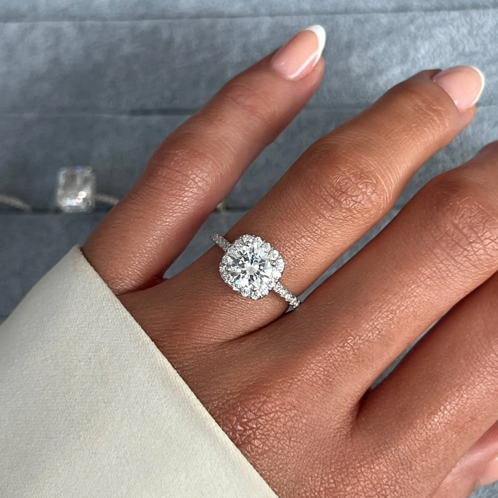 Sterling Silver Iced Square Halo Ring sold by Luxe Emporium product image thumbnail 2