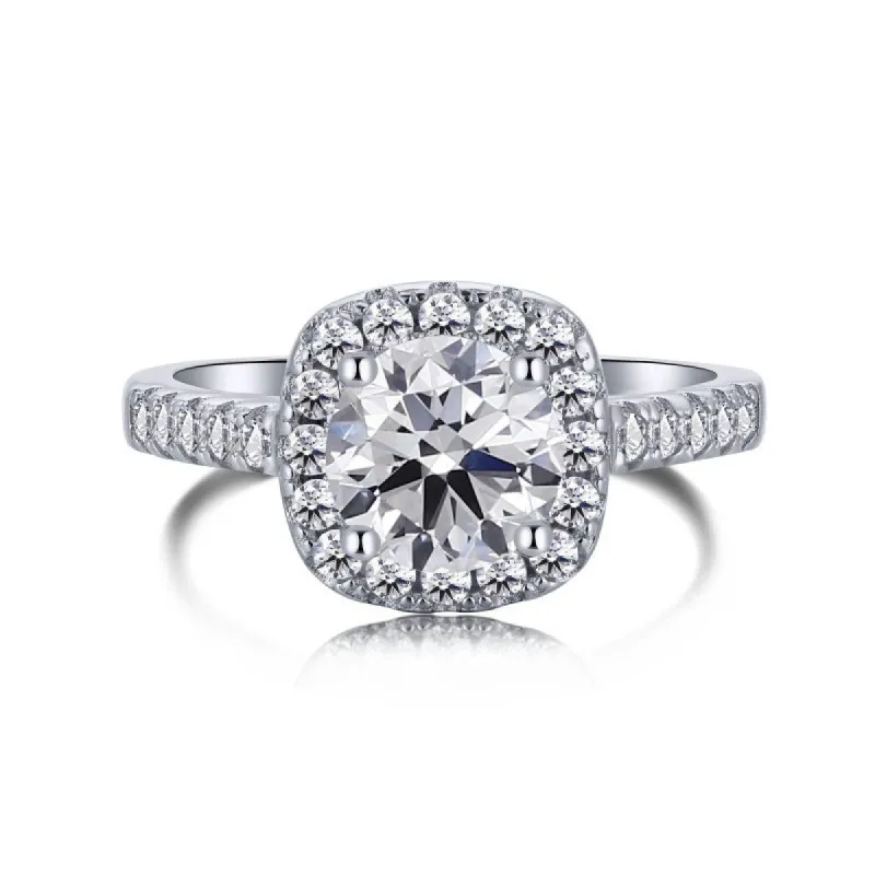 Sterling Silver Iced Square Halo Ring sold by Luxe Emporium