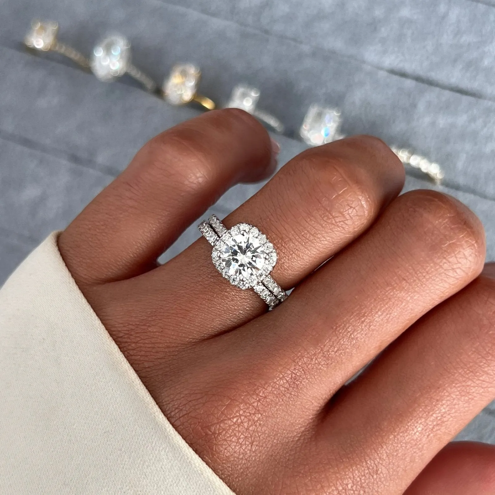 Sterling Silver Iced Square Halo Ring sold by Luxe Emporium product image thumbnail 4