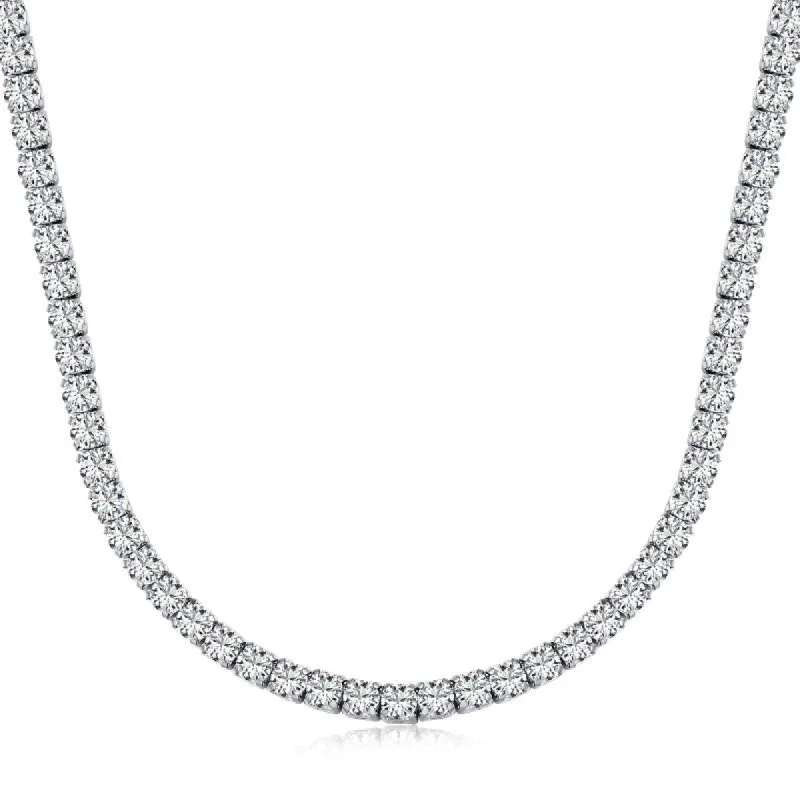 Sterling Silver 2mm Fine Tennis Choker Necklace sold by Luxe Emporium
