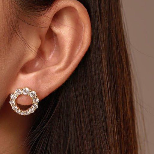 Gold Open Halo Earrings sold by Luxe Emporium product image thumbnail 2