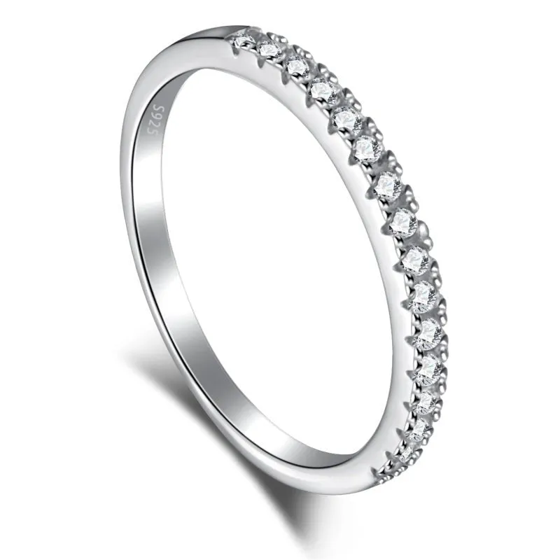 Sterling Silver Half Paved Selene Band Ring sold by Luxe Emporium