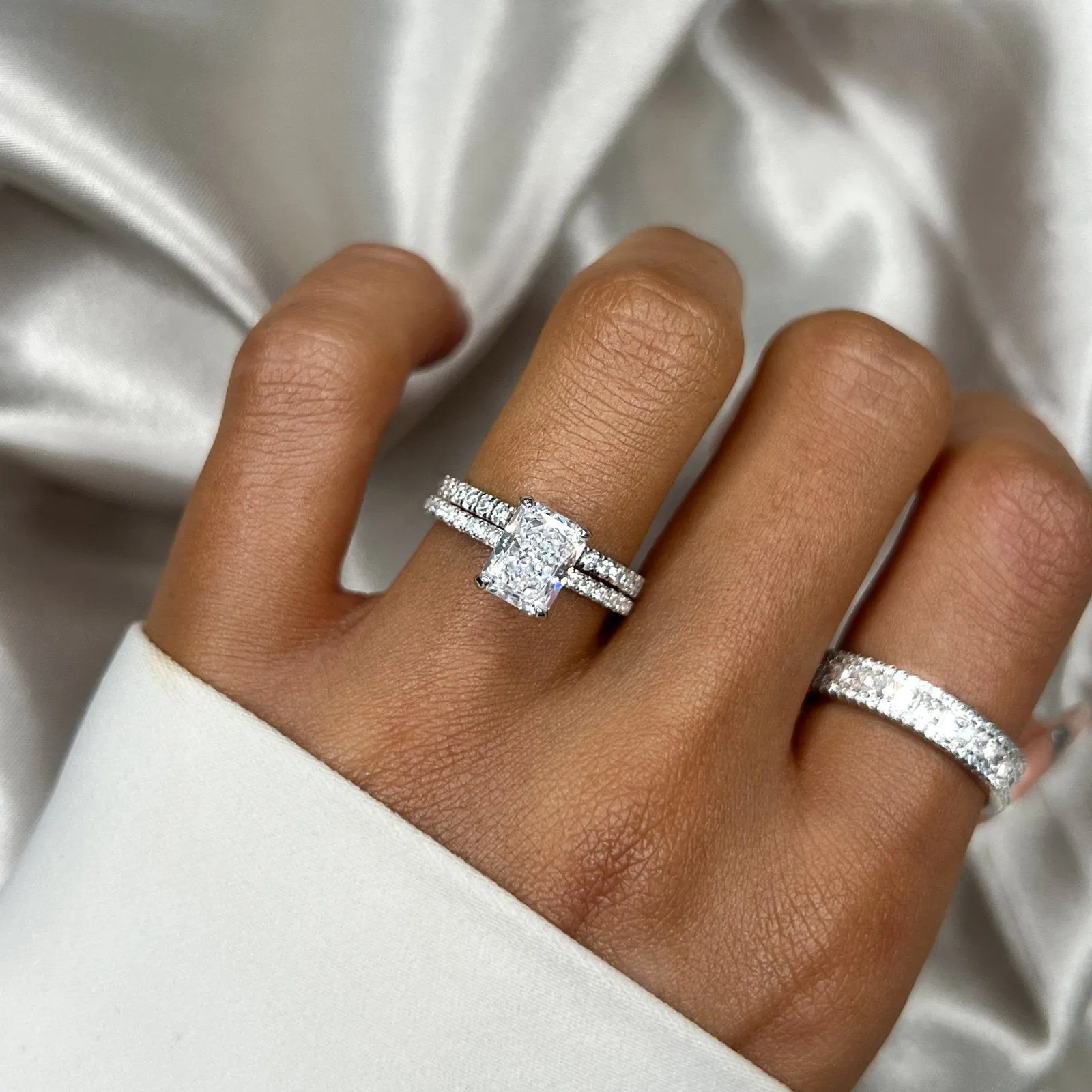 Sterling Silver Half Paved Selene Band Ring sold by Luxe Emporium product image thumbnail 3