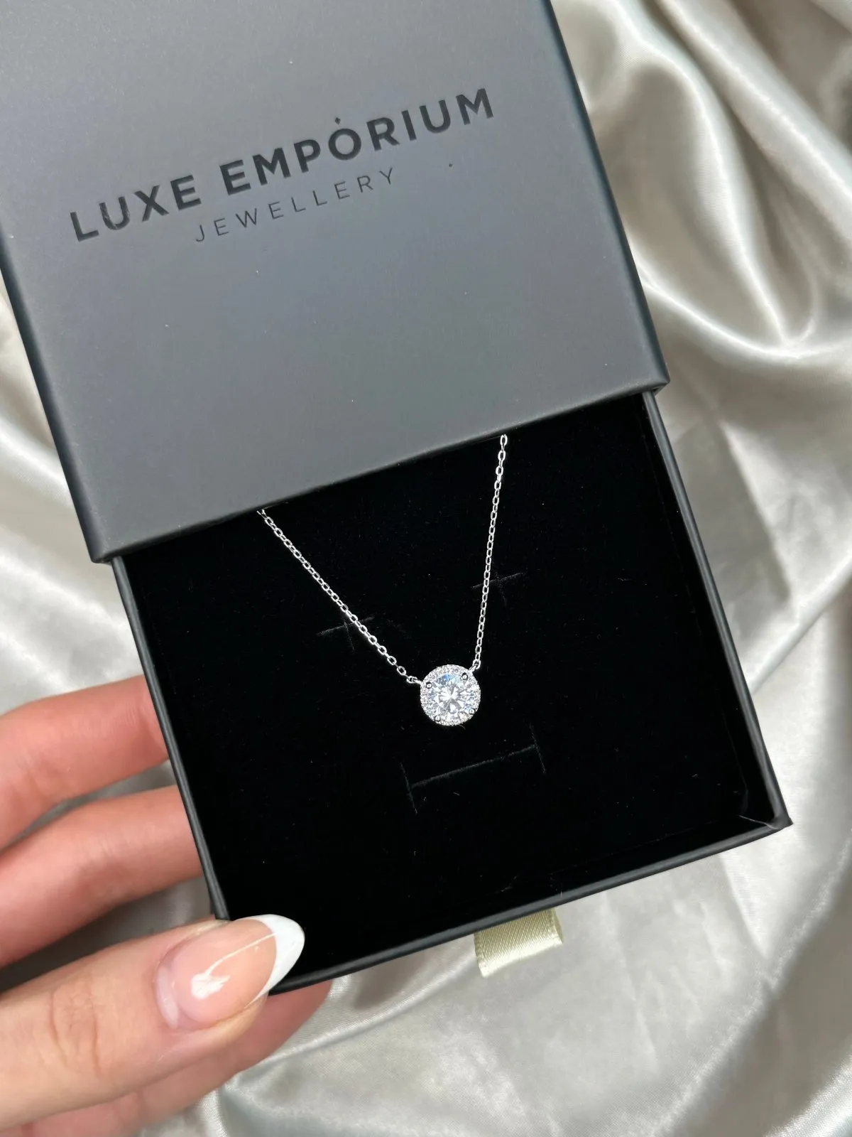 Sterling Silver Halo Set sold by Luxe Emporium product image thumbnail 4