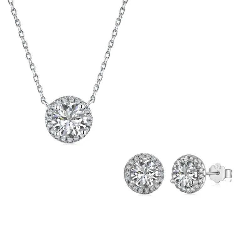 Sterling Silver Halo Set sold by Luxe Emporium