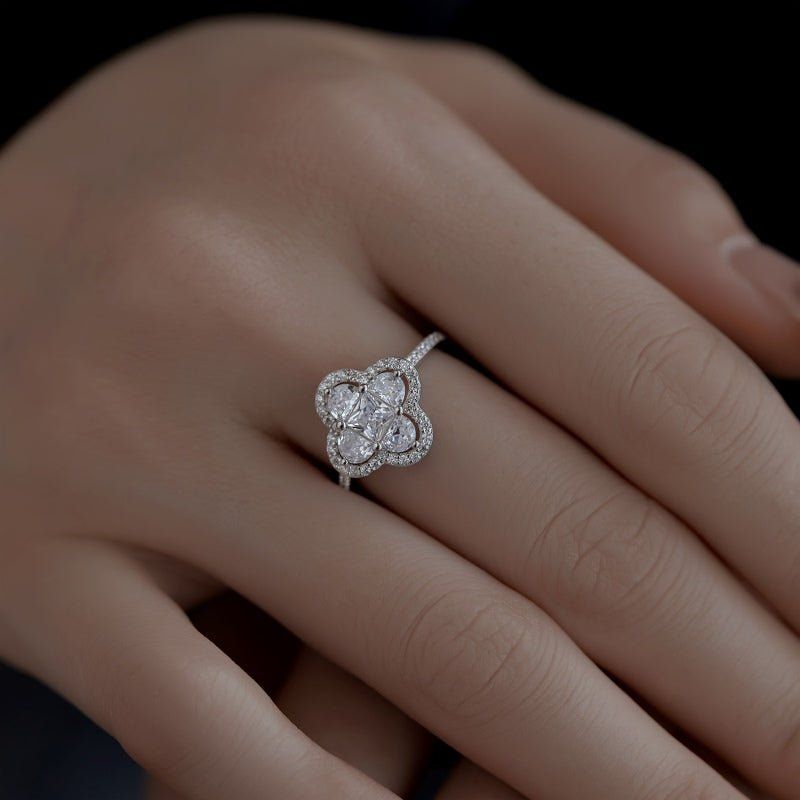 Sterling Silver Iced Clover Ring sold by Luxe Emporium product image thumbnail 4