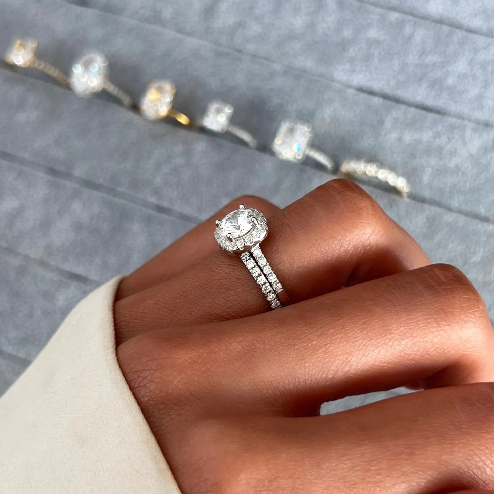 Sterling Silver Luxe Halo Wedding Set sold by Luxe Emporium product image thumbnail 4