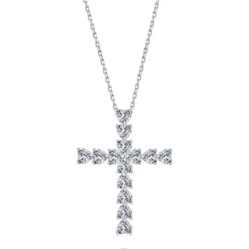 Sterling Silver Love Heart Cross Necklace sold by Luxe Emporium