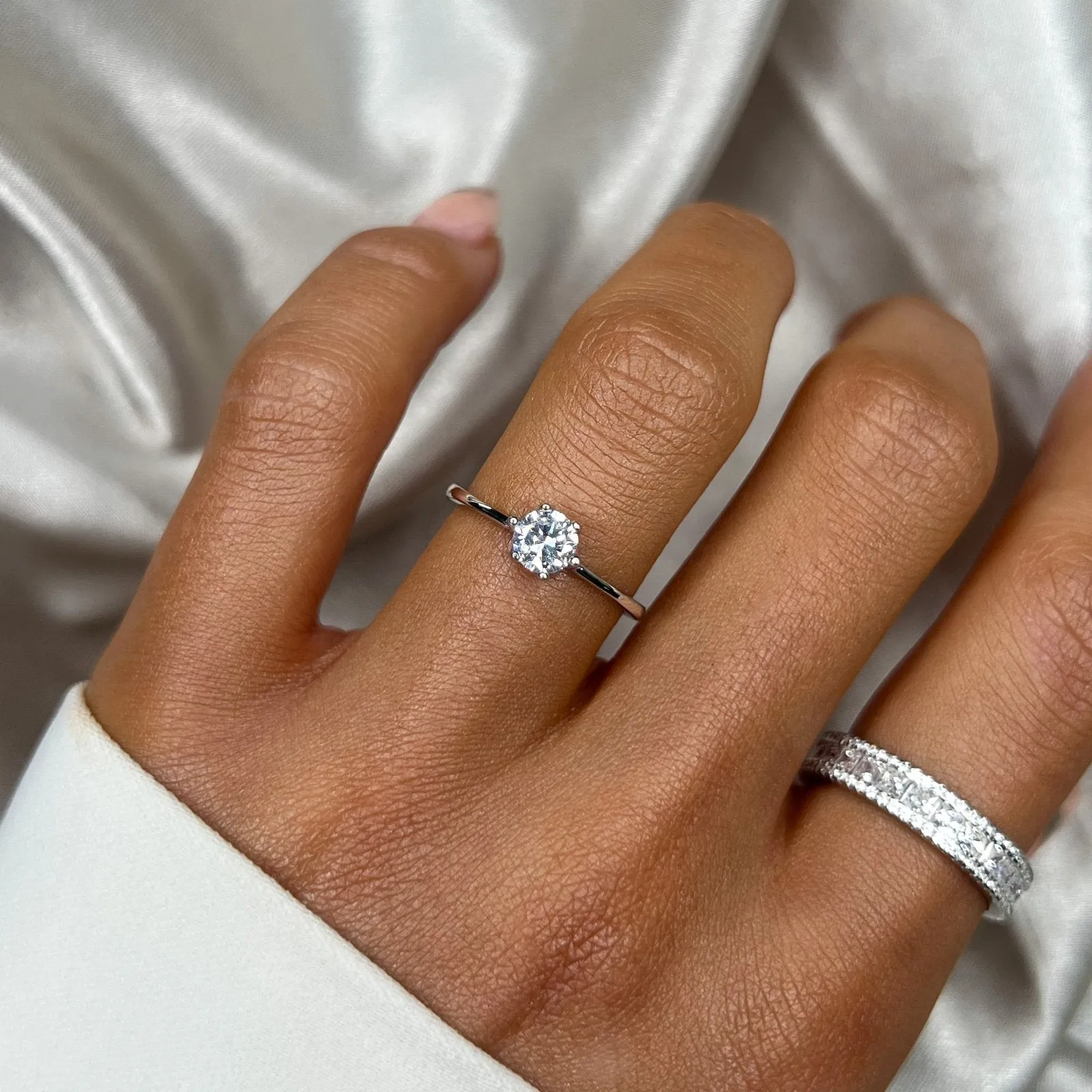 Sterling Silver Adjustable Round Cut Ring sold by Luxe Emporium product image thumbnail 2