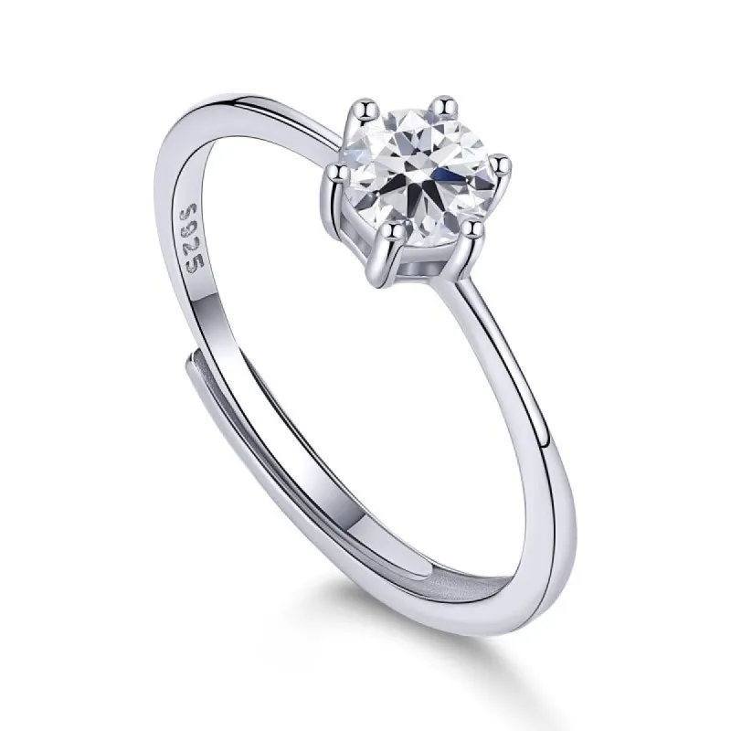 Sterling Silver Adjustable Round Cut Ring sold by Luxe Emporium