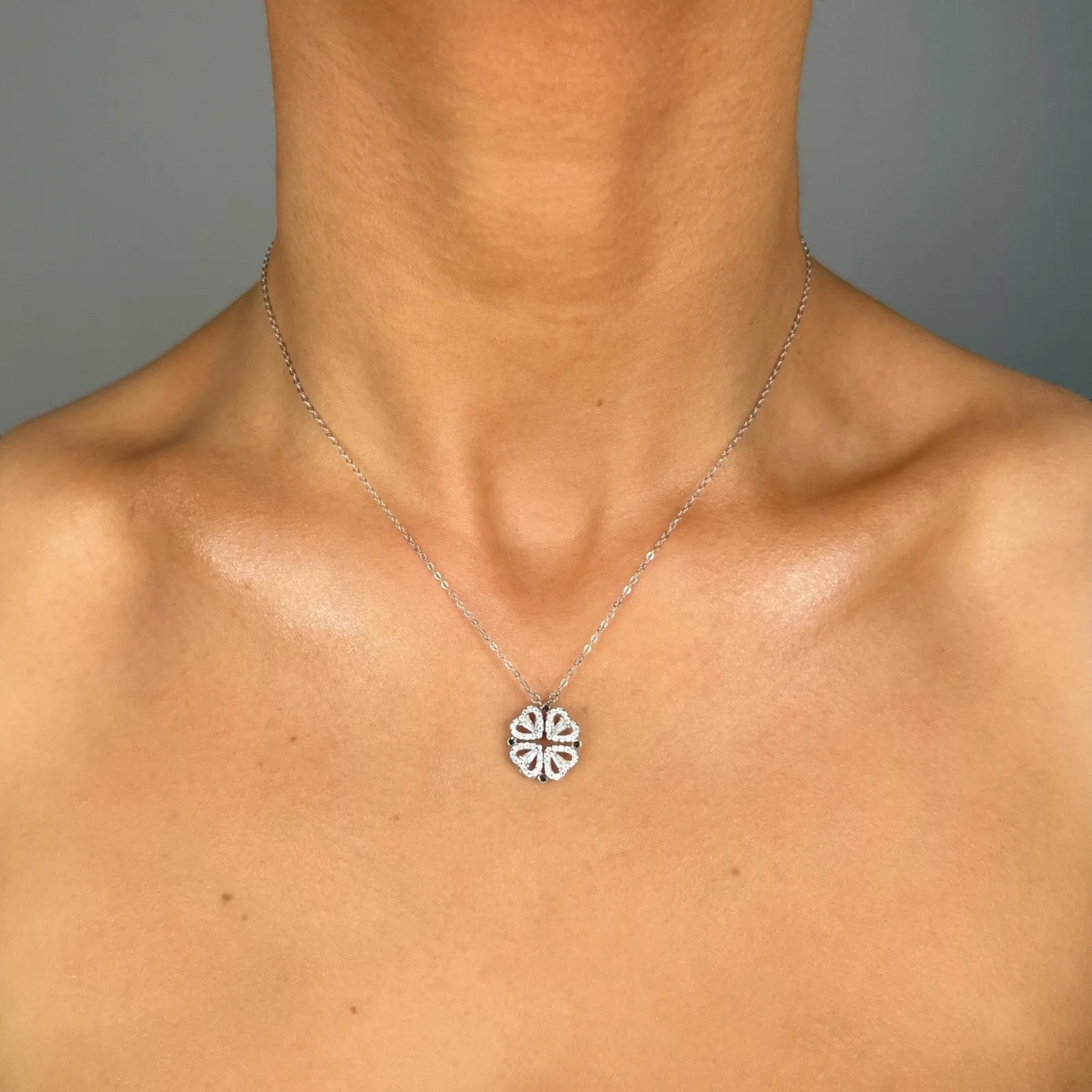 Sterling Silver Heart Magnet Necklace sold by Luxe Emporium product image thumbnail 2