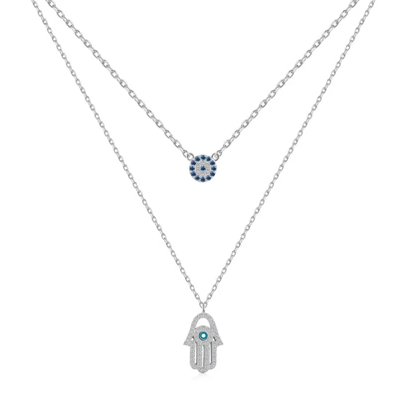 Sterling Silver Hamsa Hand Necklace sold by Luxe Emporium