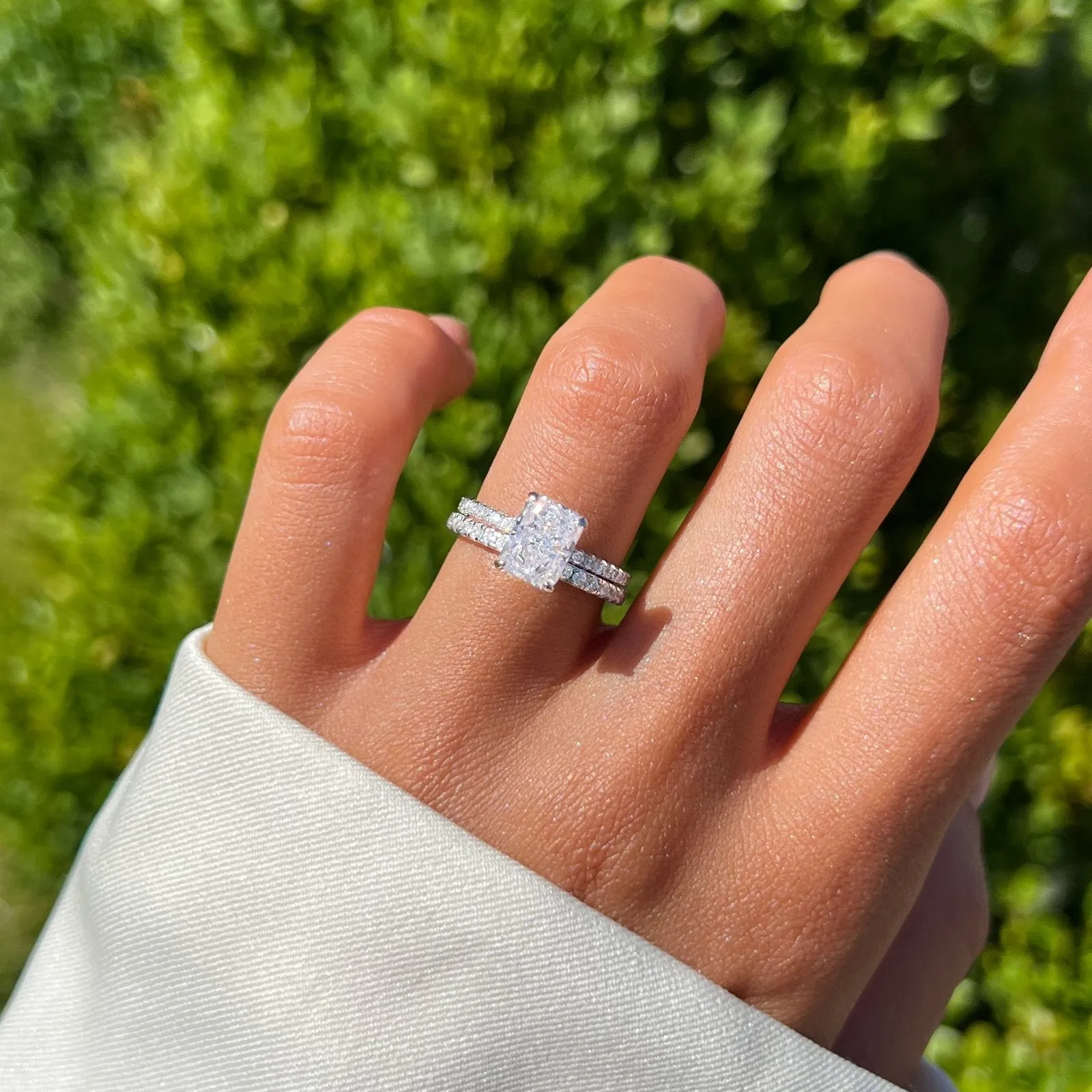 Sterling Silver Mini Jasmine Ring Wedding Set sold by Luxe Emporium product image thumbnail 2