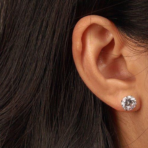 Sterling Silver Brilliant Cut Stud Earrings sold by Luxe Emporium product image thumbnail 2