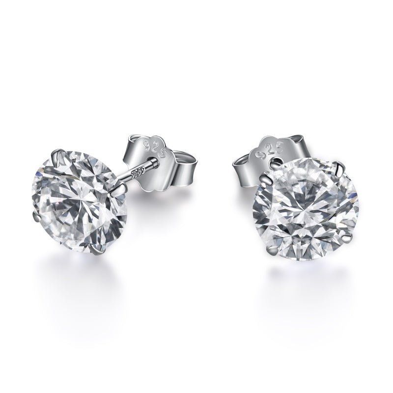 Sterling Silver Brilliant Cut Stud Earrings sold by Luxe Emporium