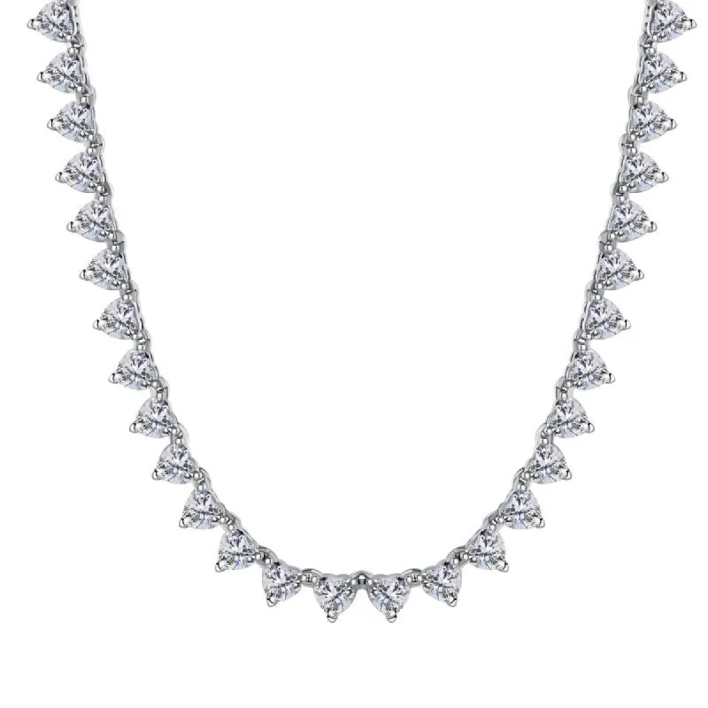 Sterling Silver Premium Heart Tennis Necklace sold by Luxe Emporium