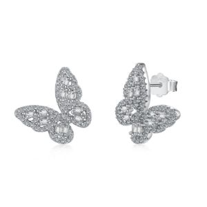 Sterling Silver Iced Butterfly Earrings sold by Luxe Emporium
