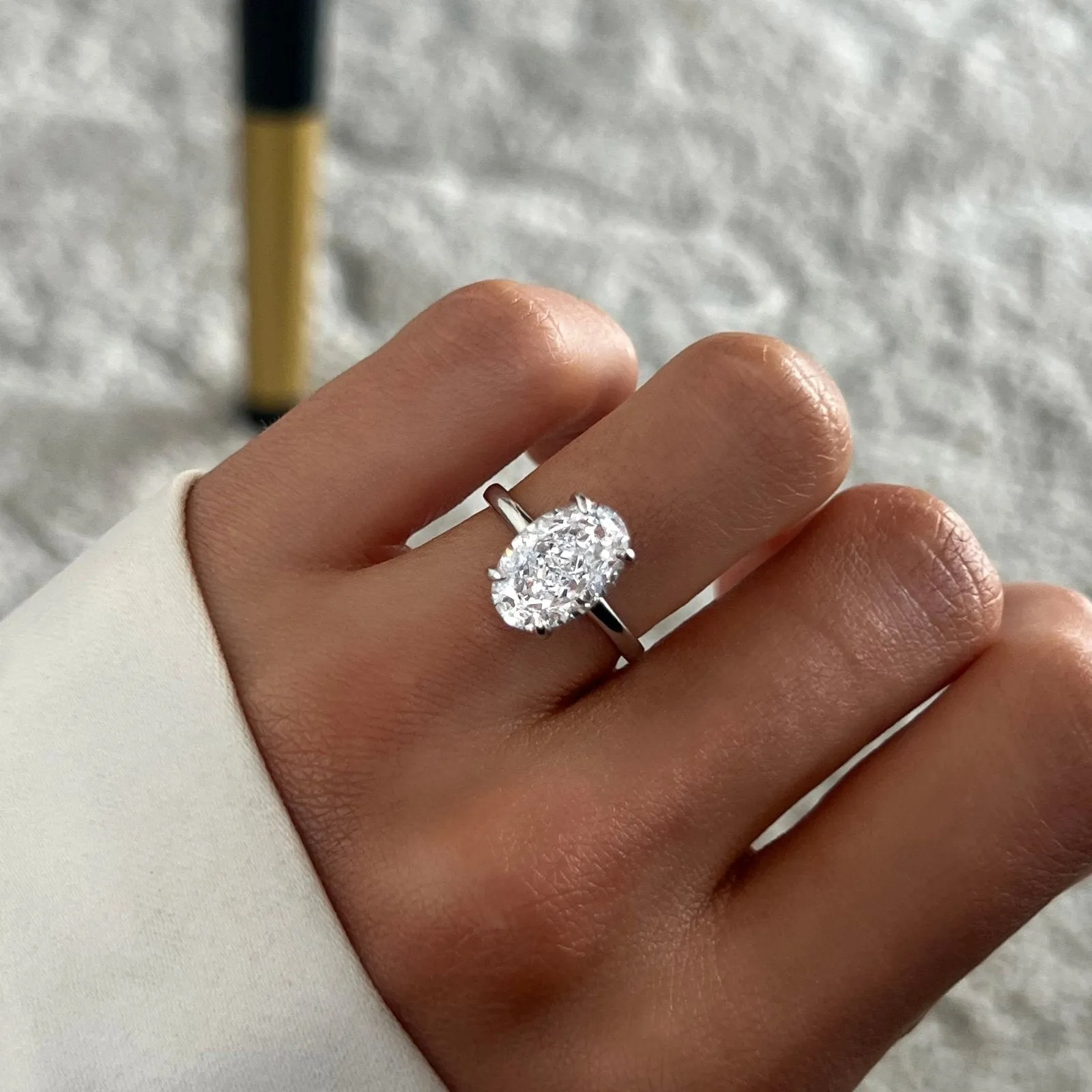 Sterling Silver Plain Band Solitaire Ring sold by Luxe Emporium product image thumbnail 4