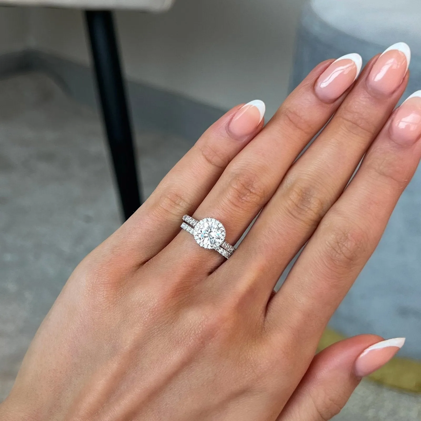 Sterling Silver Round Halo Wedding Set sold by Luxe Emporium product image thumbnail 2