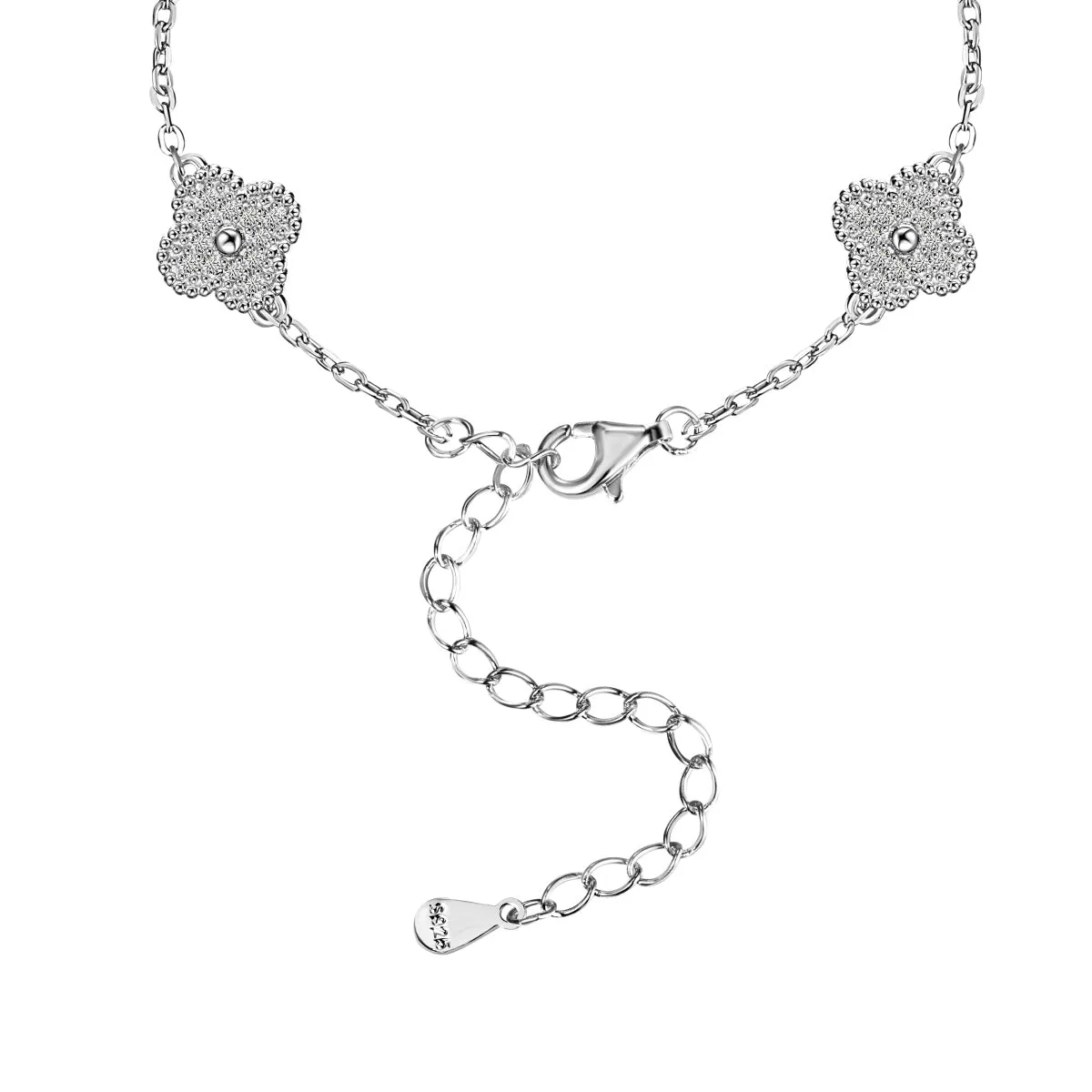 Sterling Silver Maeve Pavé Clover Bracelet sold by Luxe Emporium product image thumbnail 3