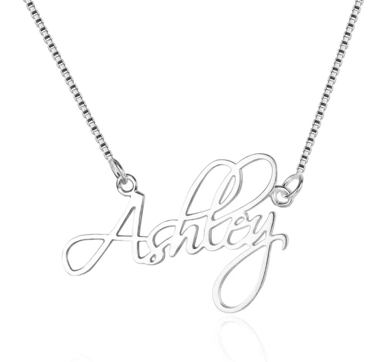 Sterling Silver Personalised Cursive Name Necklace sold by Luxe Emporium