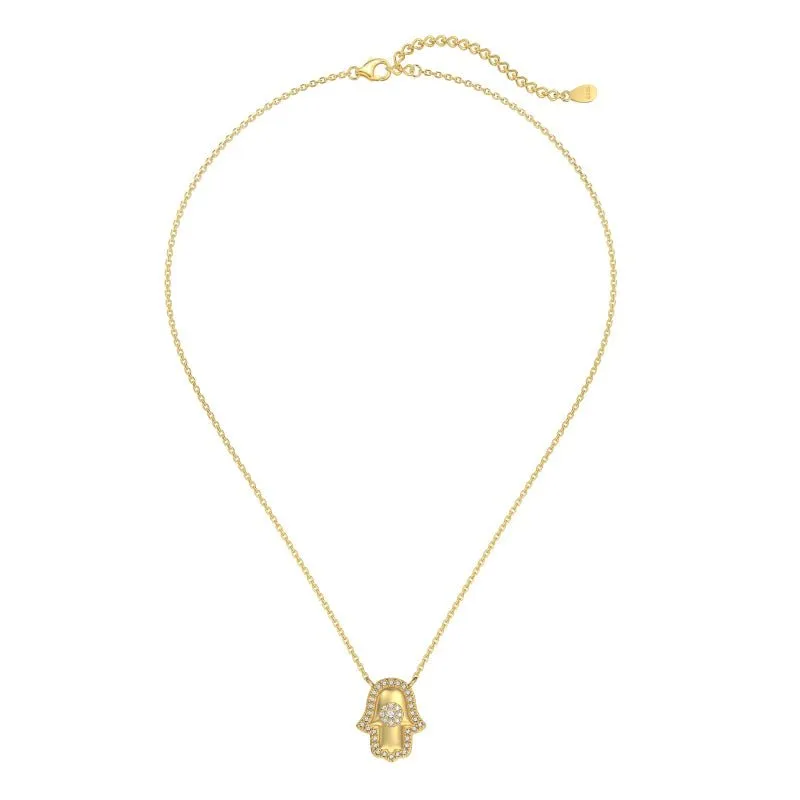 Gold Iced Hamsa Hand Necklace sold by Luxe Emporium product image thumbnail 5