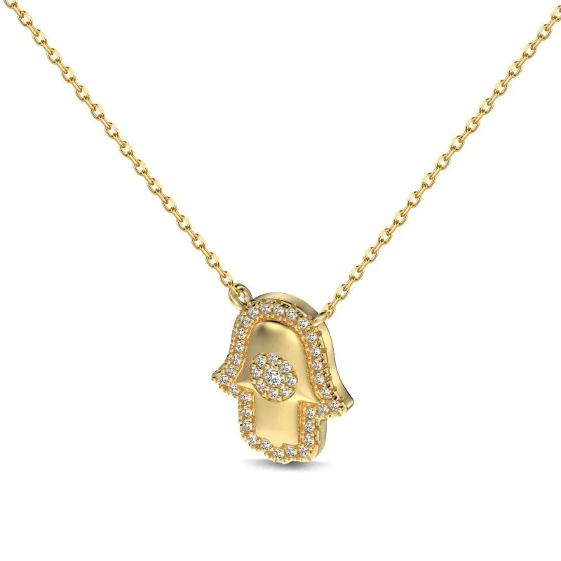 Gold Iced Hamsa Hand Necklace sold by Luxe Emporium product image thumbnail 3