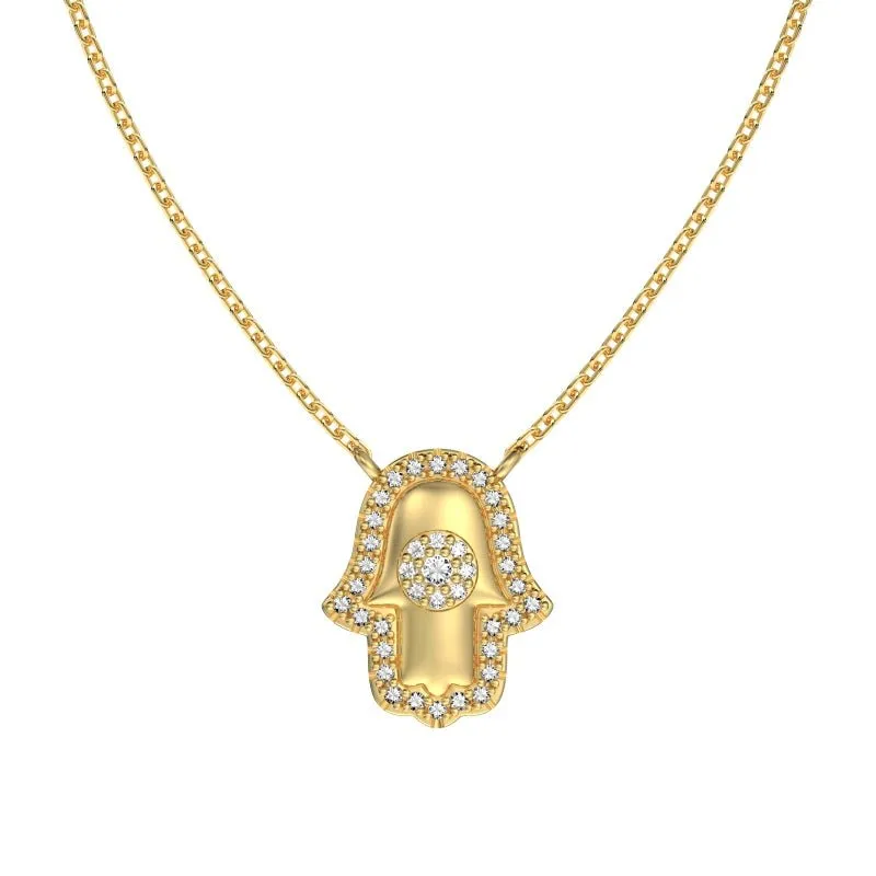 Gold Iced Hamsa Hand Necklace sold by Luxe Emporium
