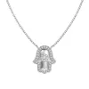 Sterling Silver Iced Hamsa Hand Necklace sold by Luxe Emporium