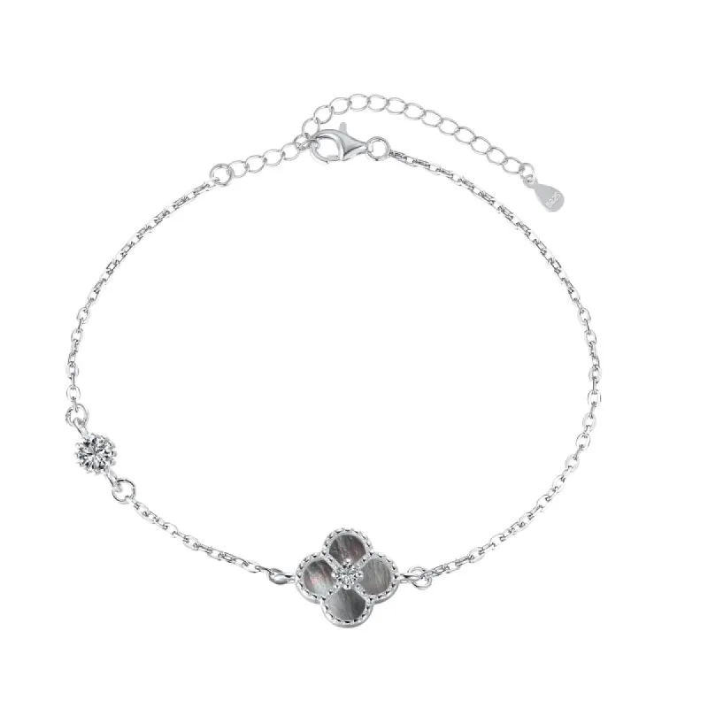 Sterling Silver Iridescent Clover Bracelet sold by Luxe Emporium
