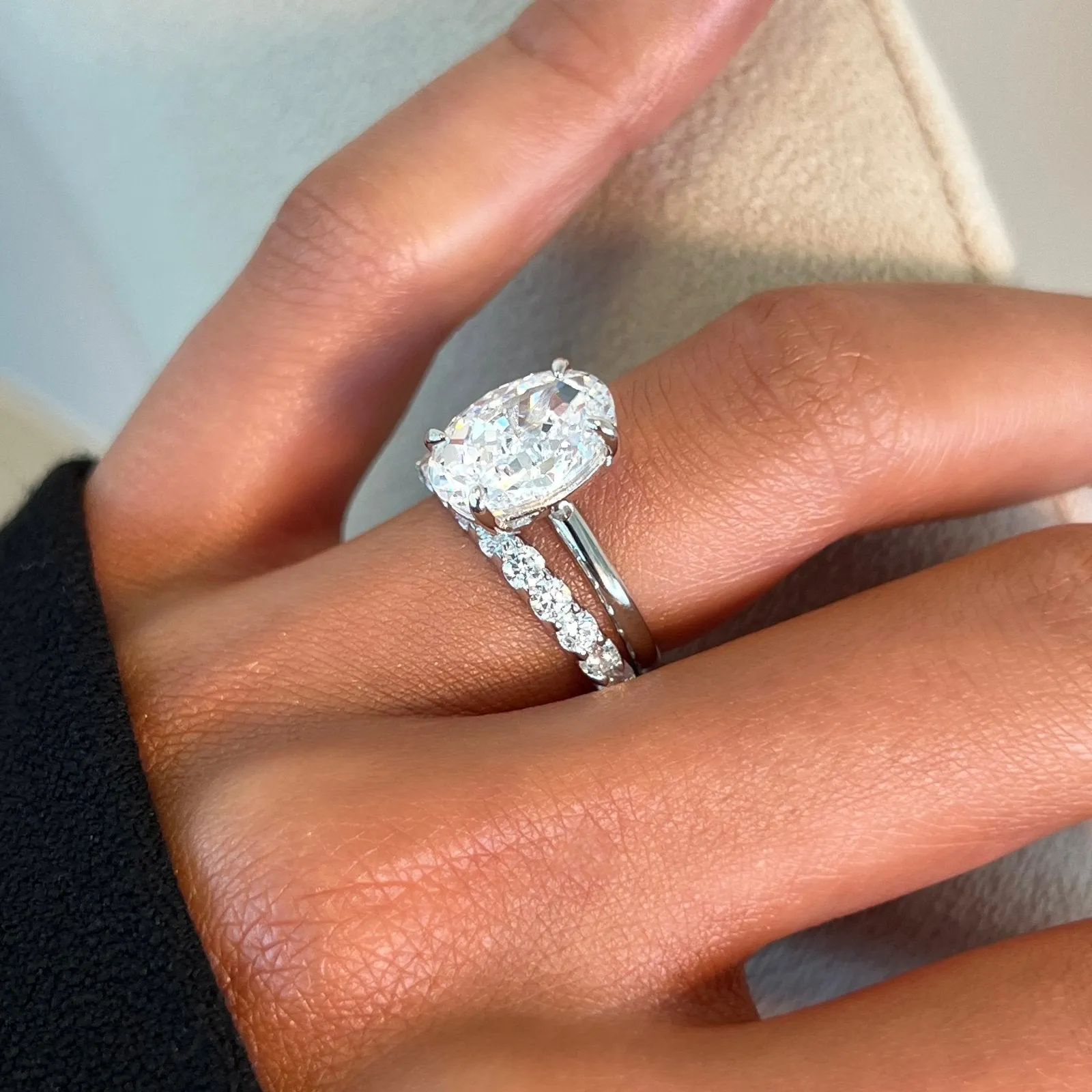 Gold Plain Band Solitaire x Aurelia Wedding Set sold by Luxe Emporium product image thumbnail 2