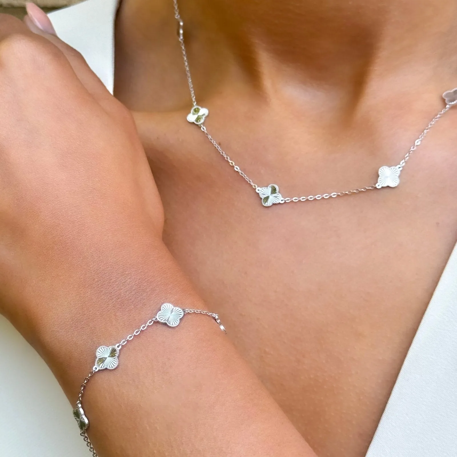Sterling Silver Kiala Clover Necklace sold by Luxe Emporium product image thumbnail 4