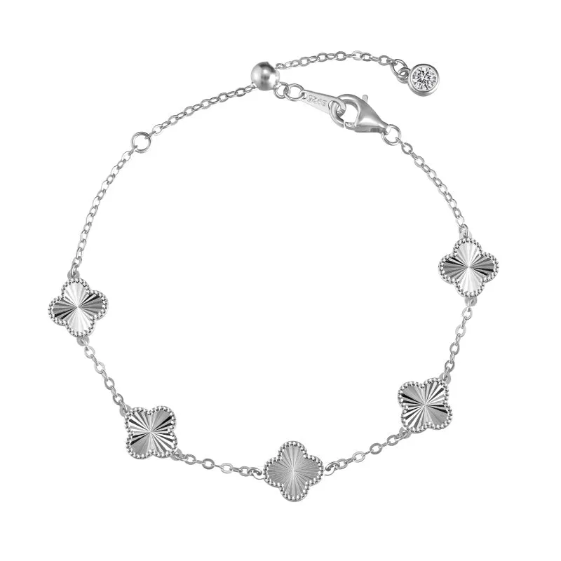 Sterling Silver Kiala Clover Bracelet sold by Luxe Emporium