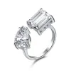 Sterling Silver Adjustable Double Stone Ring sold by Luxe Emporium