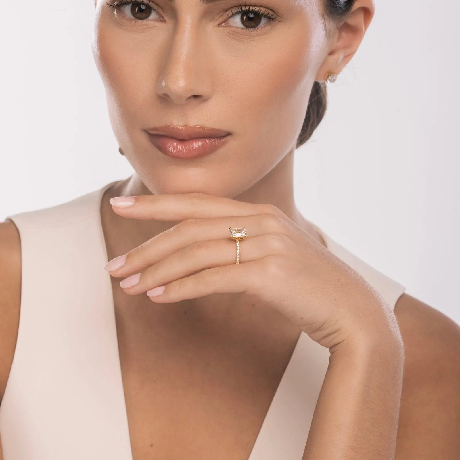 Gold Classic Emerald Cut Ring sold by Luxe Emporium product image thumbnail 4