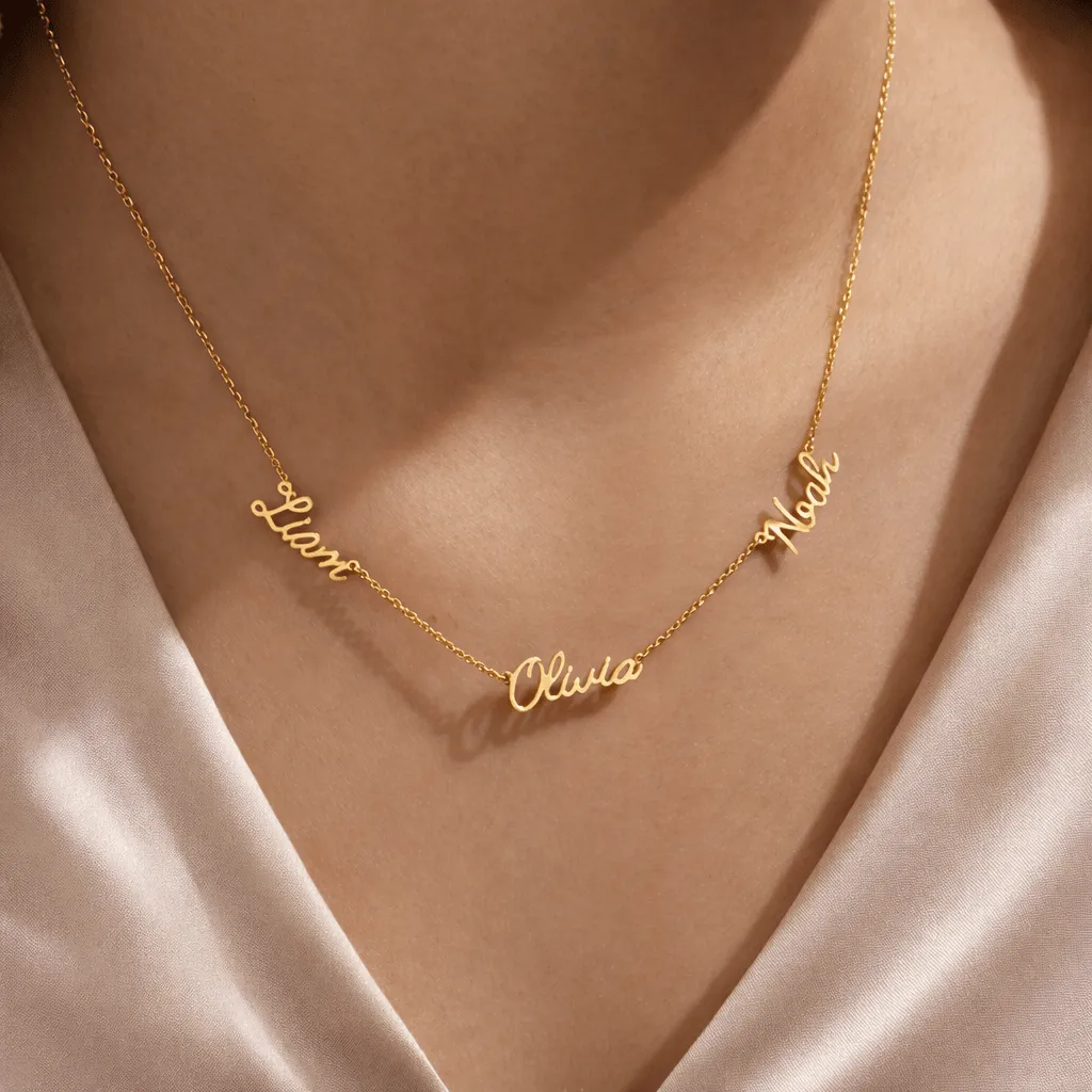 Gold Personalised Multi Name Necklace sold by Luxe Emporium product image thumbnail 2